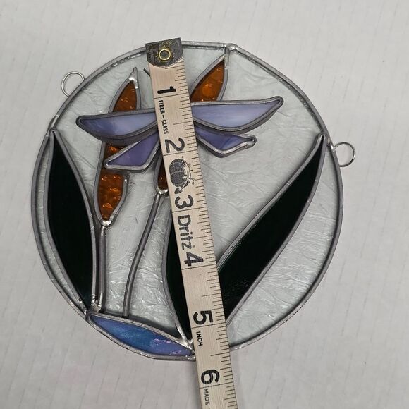 Vintage 3D DRAGONFLY STAINED GLASS WINDOW PANEL SUN CATCHER - Picture 8 of 8